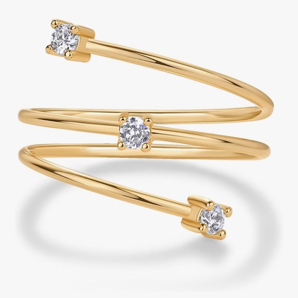 Jewelry - NEW 14k Gold Plated Dainty Wrap Ring with Cubic Zirconia